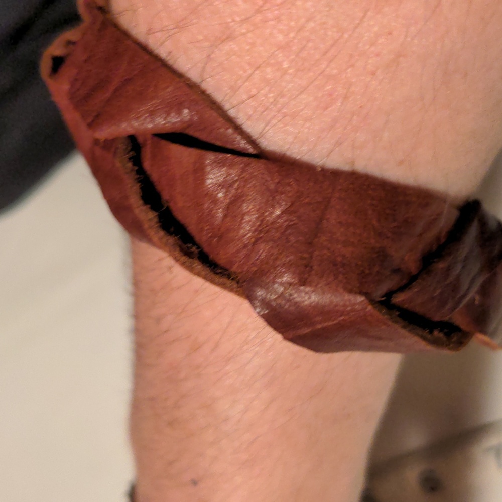 Unisex Handmade Genuine Leather Braided Bracelet Brown Antique Gold #10